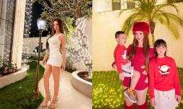 Huyền Baby hiếm hoi tung ảnh chụp cùng hai con trước biệt thự của gia đình
