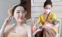 Bảo Thy khoe làn da trắng không tì vết sau hạ sinh quý tử, để lộ khoảnh khắc cực yêu của nhóc tỳ