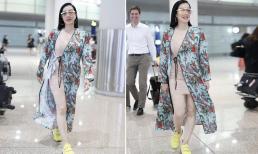 'Mỹ nhân gốc Việt' Chung Lệ Đề gây tranh cãi vì diện trang phục như đồ ngủ xuề xòa ra sân bay
