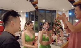 Xoài Non mang kim cương về tặng mẹ chồng nhưng dân mạng lại dồn sự chú ý vào trang phục gợi cảm