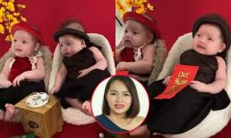 Á hậu Diễm Châu đưa hai con sinh đôi chụp ảnh Tết, khoảnh khắc đáng yêu của nhóc tỳ khiến dân tình 'mê mệt'