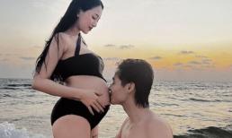 Con gái Minh Nhựa lần đầu diện bikini khi mang bầu lần hai, khéo giải thích về 'chỗ hơi đen' của chồng thiếu gia