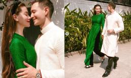 Vắng các 'thế lực nhí', Hồ Ngọc Hà - Kim Lý diện áo dài cực đẹp, tay trong tay dạo phố tình tứ