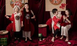 Bộ ảnh đón Tết cực xinh xắn của hai con nhà Elly Trần, cậu nhóc lai Tây ra dáng 'soái ca nhí'