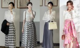 Phụ nữ tuổi 30 - 40 không nên mặc quần + áo len mỏng, váy + áo sơ mi sẽ thanh lịch và cao cấp hơn