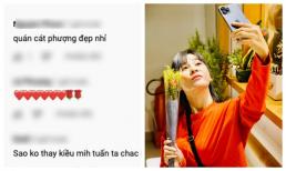 Cát Phượng được người đàn ông lạ tặng hoa, cư dân mạng lại réo tên Kiều Minh Tuấn để hỏi điều này