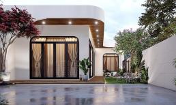 Gợi ý mẫu nhà cấp 4 mái bằng với thiết kế hiện đại, có phần tiểu cảnh bên ngoài cực đẹp