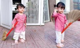 Lụi tim với loạt khoảnh khắc 'cô hai' nhà Đông Nhi - Ông Cao Thắng diện áo bà ba, tay cầm chổi quét nhà cực yêu