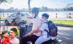Chồng cũ Nhật Kim Anh đăng ảnh đón quý tử đi học về liền bị dân mạng nhắc nhở: 'Đội nón bảo hiểm cho con'