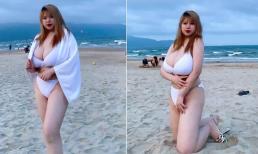 Nữ sinh Hải Dương sở hữu vòng một khủng 110 cm khoe full ảnh diện bikini trên biển khiến dân tình 'xịt máu mũi'