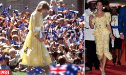 Kate gợi nhớ đến Công nương Diana với bộ đầm vàng rực rỡ trong chuyến công du, nhan sắc tuổi 40 khiến dân mạng trầm trồ