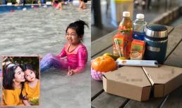 Con gái Mai Phương thích thú khi được đi bơi cuối tuần, bảo mẫu chu đáo chuẩn bị đồ ăn cho nhóc tì 