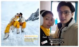 Ngô Thanh Vân cười tươi rói khi được chồng chưa cưới hôn má cực tình giữa khung cảnh tuyết phủ đẹp như tranh