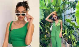 Hoa hậu Thùy Tiên khoe style đời thường siêu đỉnh: Diện nguyên cây xanh lá nổi bật, còn khéo léo phô phang vòng một cực hot
