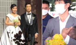 Công Phượng hiếm hoi cho quý tử xuất hiện công khai nhưng lại dùng tay che kín mặt nhóc tỳ