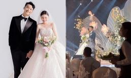 Đám cưới cầu thủ Thành Chung: Cô dâu chú rể bước vào lễ đường trong tiếng reo hò, chúc phúc của mọi người