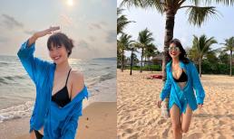 Khả Ngân khoe body cực hot với bikini hờ hững, riêng 'cặp tuyết lê' hấp dẫn lại càng gây sốt 