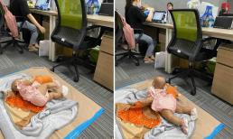 Loạt ảnh mẹ đem con gái đang tập lẫy đến nơi làm việc nhận bão like, dân tình khen 'cưng xỉu' nhưng sao lại thấy xót xa!