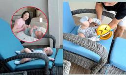 Bảo Thy khoe chồng đại gia chu đáo chuẩn bị chỗ nằm cho con trai tắm nắng, nhóc tì đáng yêu khi biết hưởng thụ dù chỉ mới 5 tháng tuổi