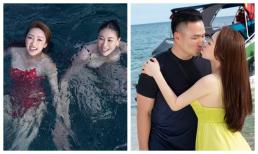 Vợ trẻ Chi Bảo khoe vóc dáng thật khi diện bikini hậu sinh con đầu lòng, khóa môi chồng cực nồng nàn