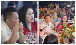 Chồng đại gia của Bảo Thy tháp tùng vợ dự đám cưới, cố hết nấc né ống kính truyền thông