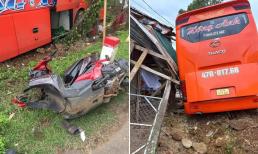 Xe khách mất lái tông liên hoàn 2 xe máy, đâm sập nhà dân ven đường khiến 2 người tử vong