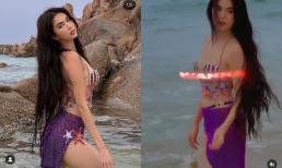 Ngọc Trinh hóa nàng tiên cá như trong cổ tích tạo dáng ở bãi biển