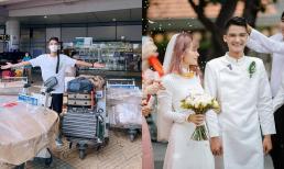 Sau lễ đính hôn, Mạc Văn Khoa cùng bà xã đem 'cả núi' hành lý về Hải Dương tổ chức tiệc cưới