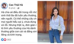 Cao Thái Hà xin lỗi vì phát ngôn mong làm vợ chồng với người cha quá cố ở kiếp sau, tuy nhiên bài đăng lại 'bốc hơi' cực nhanh