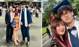 Vợ chồng diễn viên Hiền Mai chúc mừng con trai tốt nghiệp, ngoại hình cao lớn nổi bật của quý tử gây chú ý 
