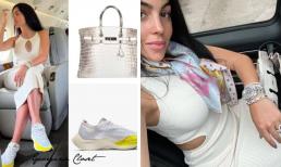 Khoe dáng thon sau 2 tháng sinh nở nhưng bạn gái của Cristiano Ronaldo chỉ khiến người khác dán mắt vào chiếc túi tiền tỷ và bộ trang sức khủng