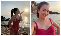 Bà xã Bình Minh gây mê với thân hình đẫy đà vòng một căng phồng với bikini đỏ rực