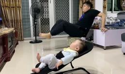 Cậu bé 8 tháng tuổi bắt chước bố tập thể dục trên ghế bập bênh khiến dân tình thích thú