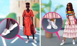 Cách kết hợp giày thể thao với váy và đầm