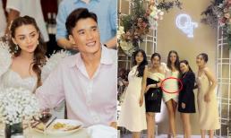 Vợ Tây của thủ môn Bùi Tiến Dũng diện váy bó sát đi dự đám cưới, vòng hai bị soi sau tin đồn mang bầu 