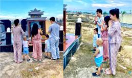 MC Thành Trung lần đầu tiên đưa 3 con về thăm quê nội, viếng mộ ông bà