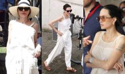 Bị chê suốt ngày mặc đồ đen như phù thủy, Angelina Jolie 'lột xác' với loạt bộ cánh trắng ngần khiến ai cũng ngỡ ngàng