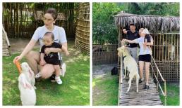 Bảo Thy hiếm hoi khoe trọn mặt quý tử và chồng trong một khung ảnh