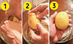 Mẹo lột vỏ khoai tây không cần gọt cực nhanh, cực dễ, chỉ với 3 bước, vụng mấy cũng làm được