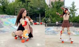 'Ảnh hậu cắm sừng' Lý Tiểu Lộ gây sốt khi diện váy tennis ngắn để trượt ván, nhan sắc tuổi 39 vẫn như thiếu nữ