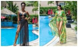 Hoa hậu đẹp nhất thế giới 2020 đọ vẻ gợi cảm với Miss Earth 2021 trong áo tắm hoạ tiết nhiệt đới 