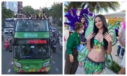 Lương Thùy Linh, Kiều Loan, Tường San cùng top 38 thí sinh Miss World Vietnam khoe body 'căng đét' khi trình diễn Street Carnival