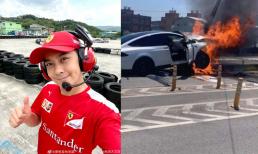 Lâm Chí Dĩnh xảy ra tai nạn giao thông, ô tô đâm vào cột trụ bốc cháy, khi được cứu ra mặt bê bết máu