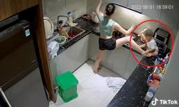 Mẹ bỉm 'siêu nhân' vừa trông con nhỏ vừa nấu ăn khiến nhiều người nể phục