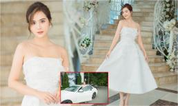 Hậu đóng máy 'Thương ngày nắng về', Huyền Lizzie diện váy trắng lộng lẫy như công chúa, tự lái xế sang đi sự kiện