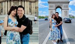 Mạnh Trường ôm 'chặt cứng' bà xã ở trời Tây, gu thời trang của Lan Phương khi bầu bí được khen ngợi