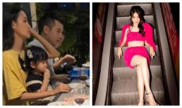 Trương Mỹ Nhân và Phí Ngọc Hưng đưa con gái đầu lòng dự tiệc, khung cảnh như gia đình thực thụ