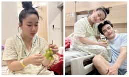 Lê Dương Bảo Lâm khoe loạt ảnh của vợ sau khi sinh: Mặt tươi tắn, không dám cắn thức ăn quá mạnh vì sợ con thức