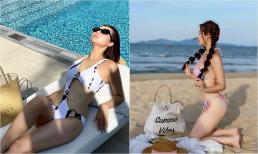 Loạt ảnh bikini 'gây sốt' của Huyền Lizzie trong chuyến du lịch biển cùng Đình Tú và hội bạn