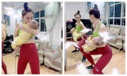 Saka Trương Tuyền bế con thay tạ tập, giảm cân đến mức gầy trơ xương